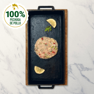 Hamburguesas de pechuga con verduras y queso